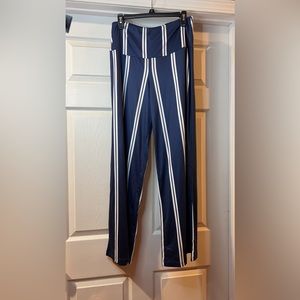 Arolina navy with white stripes stretchy wide leg palazzo pants